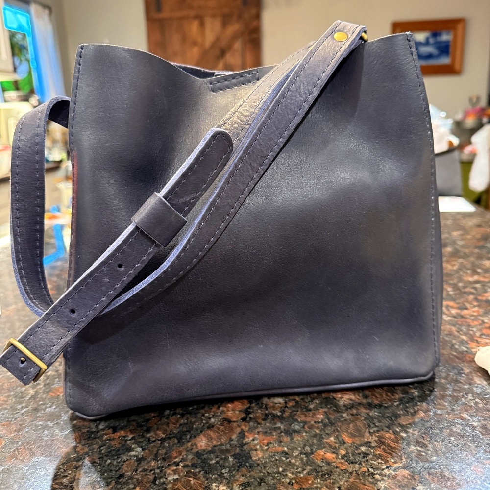 Portland Leather Butterfly Bucket Bag in Midnight